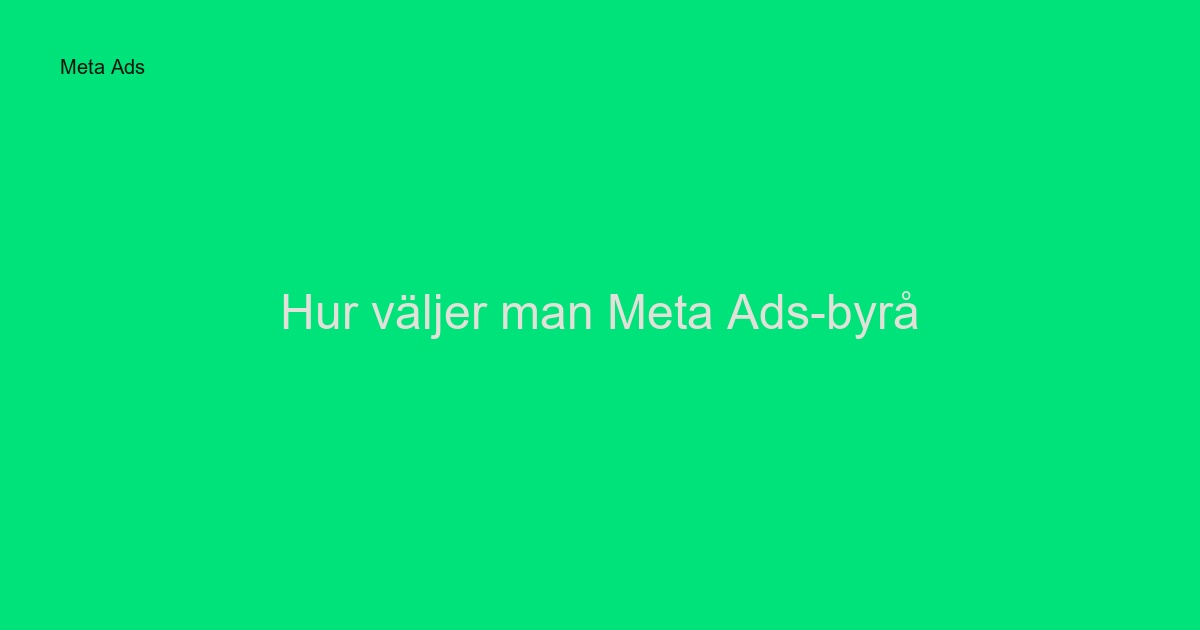 Hur väljer man Meta Ads-byrå? Komplett guide 2024